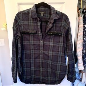 J. Crew Plaid Shirt With Beaded Pocket Detail